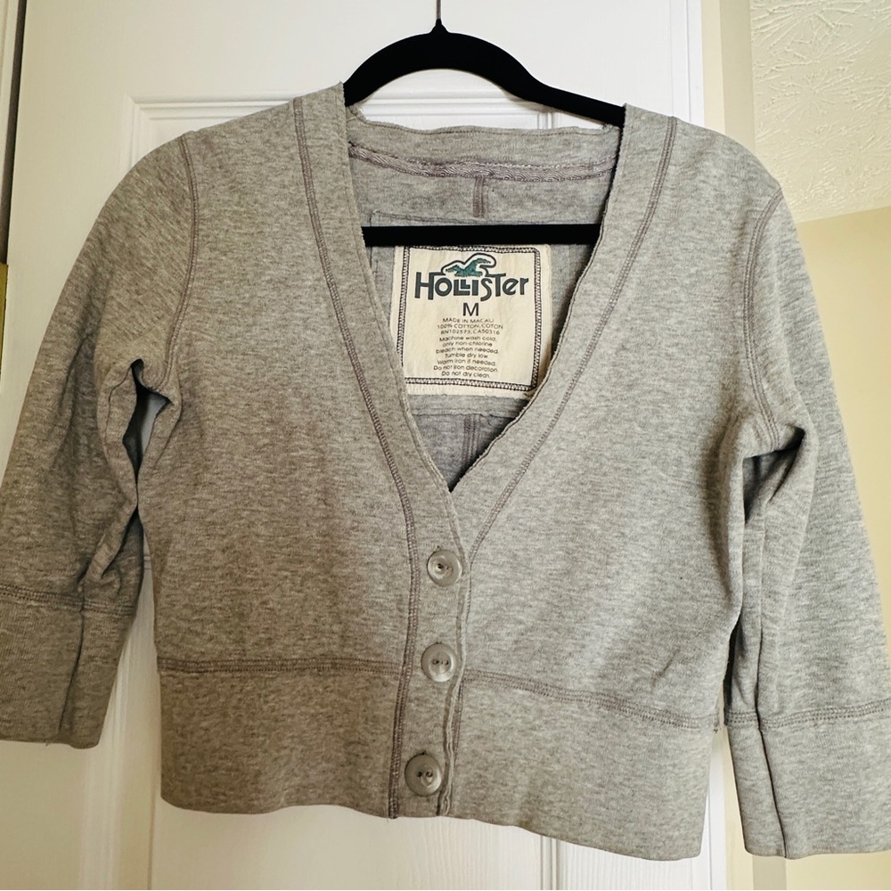 Gray Hollister Button-Up Cardigan